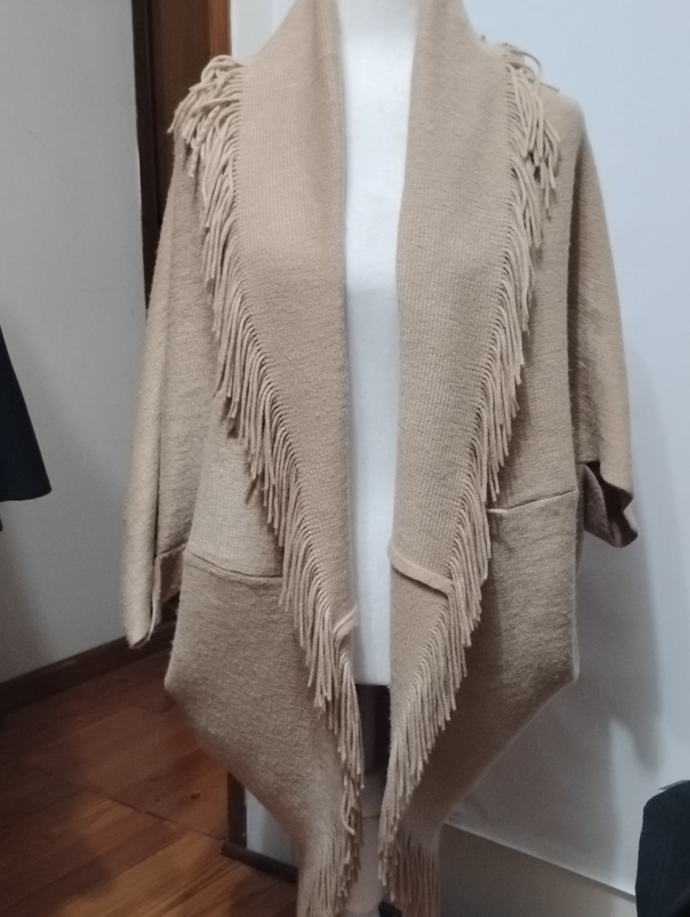 Marvelush Layer By LIZDEN Fringed Open-Front Knit Sweater - Cream O/S